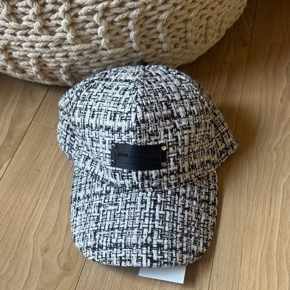 Karl Lagerfeld Monochrome Tweed Cap